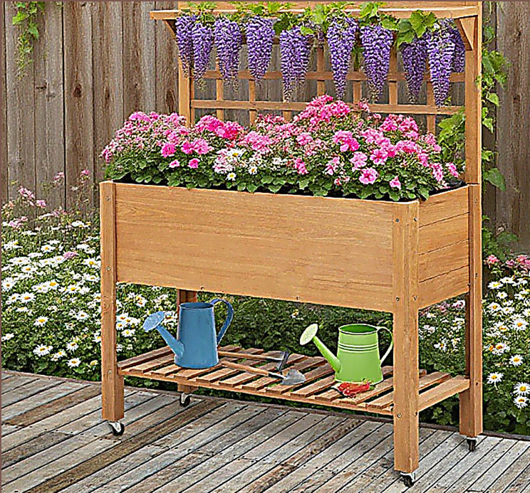 Jardinière surélevée en bois massif