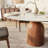 7Pcs Kitchen Dining Table Set Farmhouse Round Pedestal (1 Table 6 Upholstered Chairs)-964290796