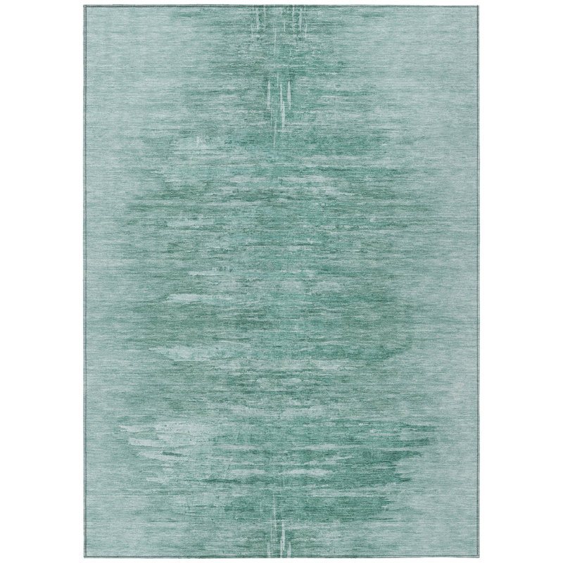 Tapis extérieur lavable abstrait bleu turquoise et bleu sarcelle 8 pi x 10 pi