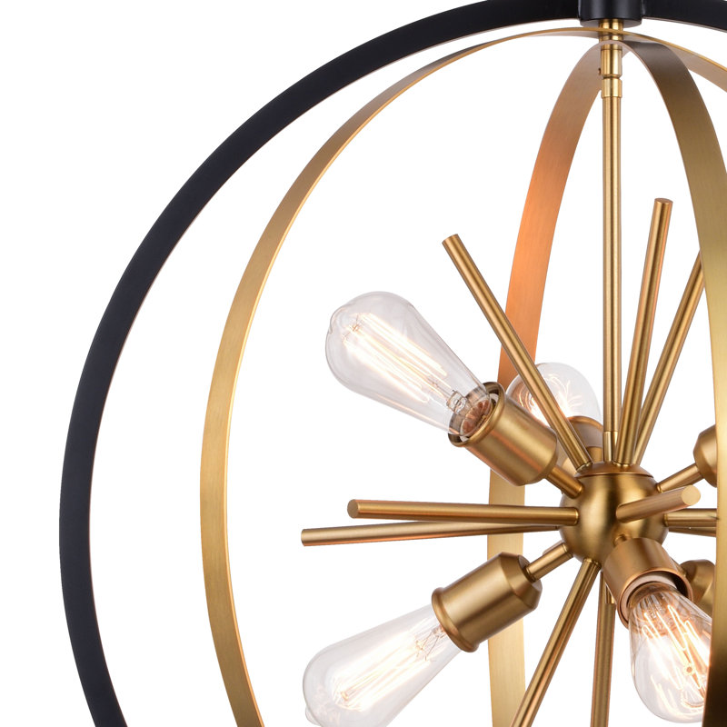 Creekmore 6 - Light Dimmable Sputnik Sphere Chandelier, Gold/Matte Black