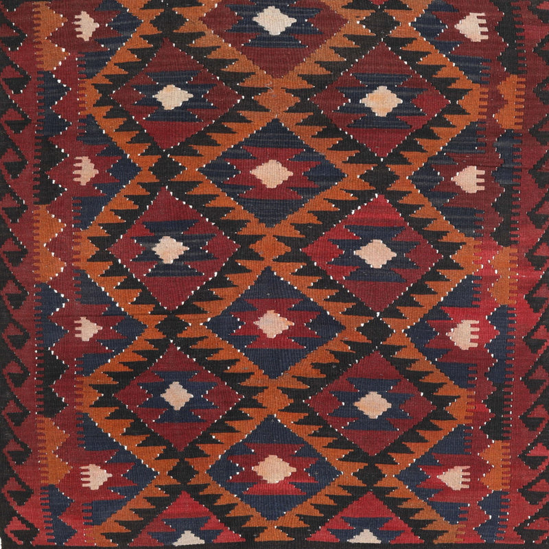 Tapis de zone orange/noir contemporaine, Carré 6 pi
