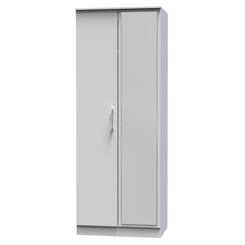 Beraud Tall 2 Door Mirrored Robe, Grey Matt