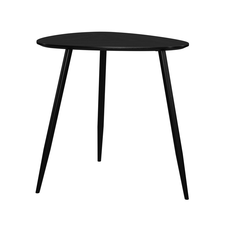 Table de bout triangulaire moderne en bois de manguier massif, finition noire foncée, table en bois avec pieds évasés, idéale pour exposer des vases, hauteur de 20 pouces