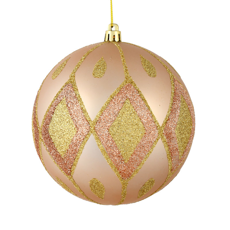 Ornement boule de diamant pailleté mat, Étain, H 4 po x l 4 po x P 4 po
