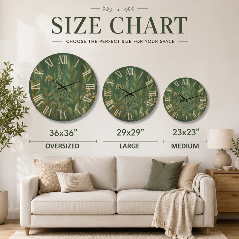 Très grande horloge murale en bois naturel - potager sarcelle, Oversized