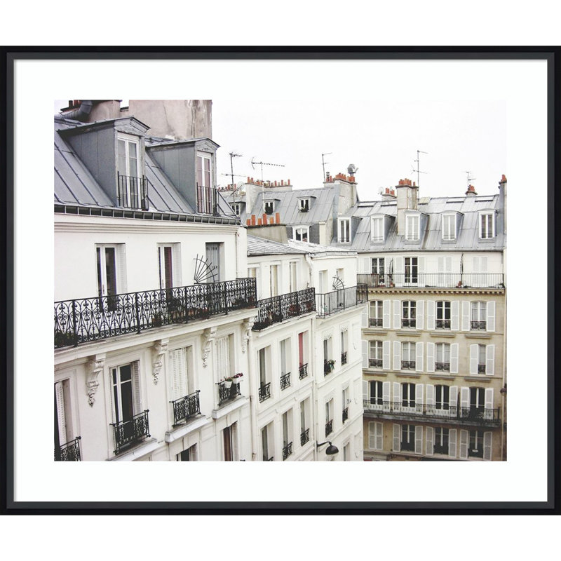Montmartre par Lupen Grainne - reproduction de photo sur papier encadrée, Cadre noir, H 28 po x l 33 po