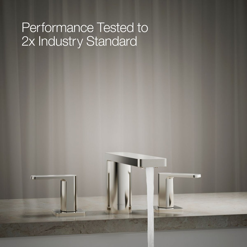 Parallel Two-Handle Deck-Mount Bath Faucet, Polished Nickel