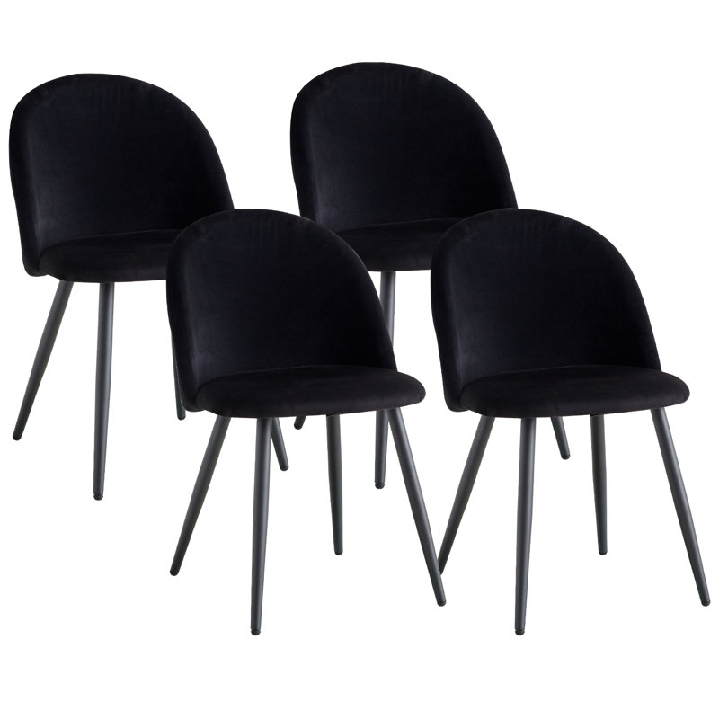 Adebola 43cm H Upholstered Metal Side Chair, Black, 4