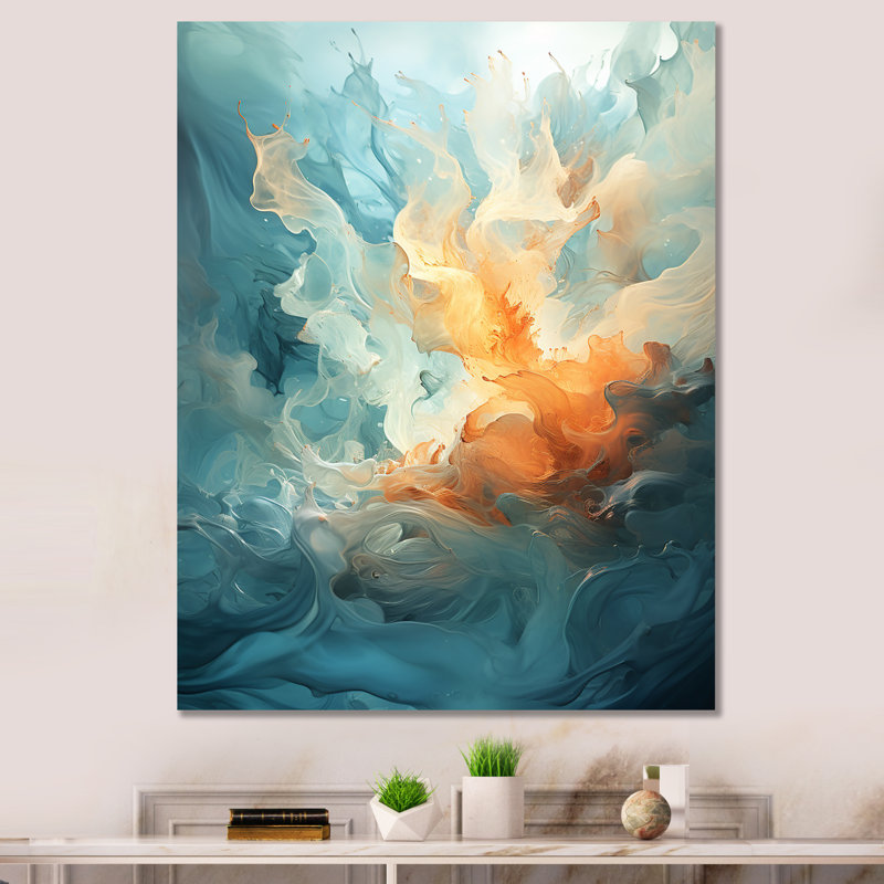 Fusion marine et blanche II sur toile, Toile tendue, H 32 po x l 16 po