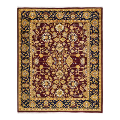 Tapis unique noué à la main Shene - rouge, 8 pi 3 po x 10 pi 2 po