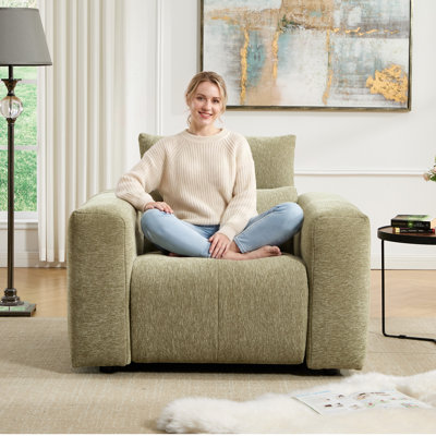 Canapé inclinable électrique surdimensionné moderne en chenille de 119 cm de large avec un seul moteur et appui-tête réglable manuellement