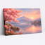 «Pink Blossom Tree and Mountain Lake At Sunset», art mural sur toile-1164469501