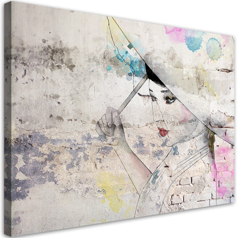Geisha Holding An Umbrella - Wrapped Canvas Print, 70cm H x 100cm W