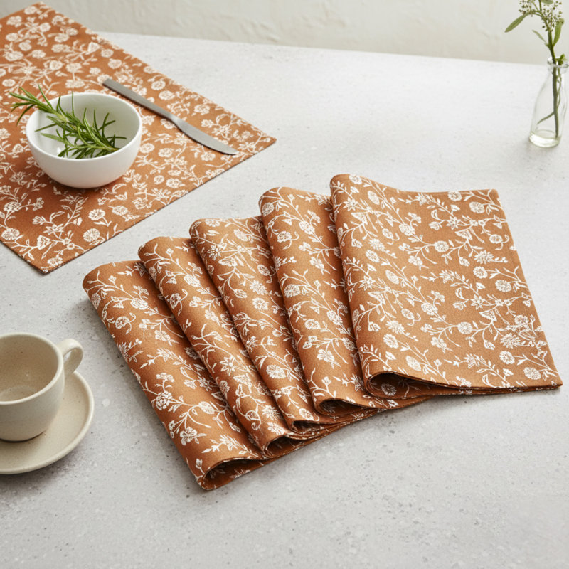 Napperons à motif floral, Brun cannelle