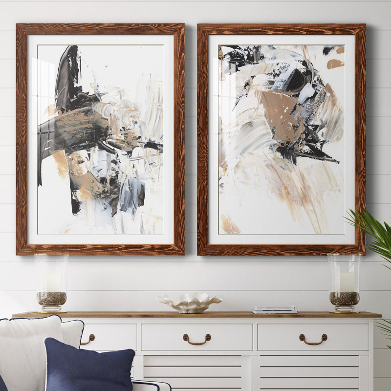 Ruckus I - ensemble de 2 peintures encadrées, H 37,5 po x l 27,5 po x P 1 po, Érable encadré