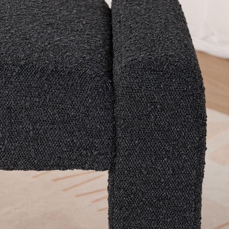 47" Boucle Upholstered Bench, Black
