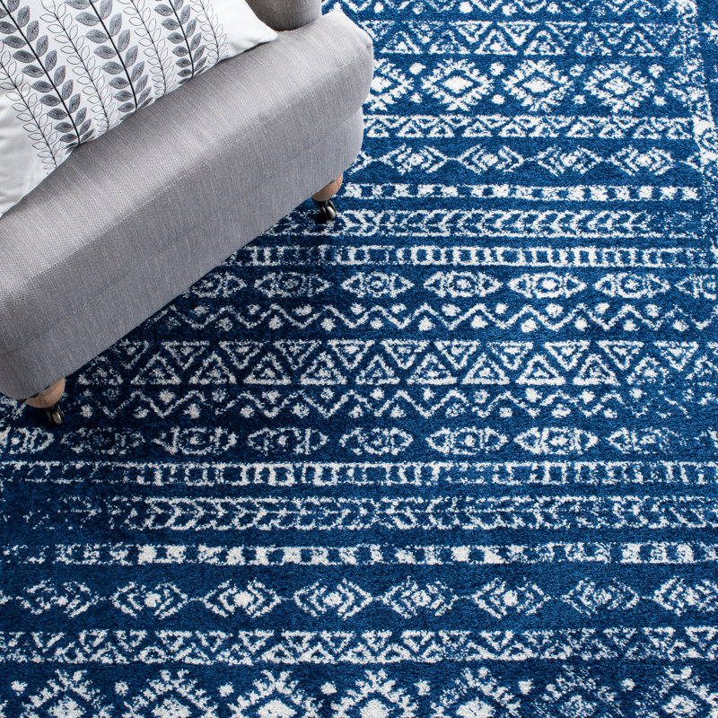 Tapis bleu marine / gris Shally, Rectangle 6 pi x 9 pi