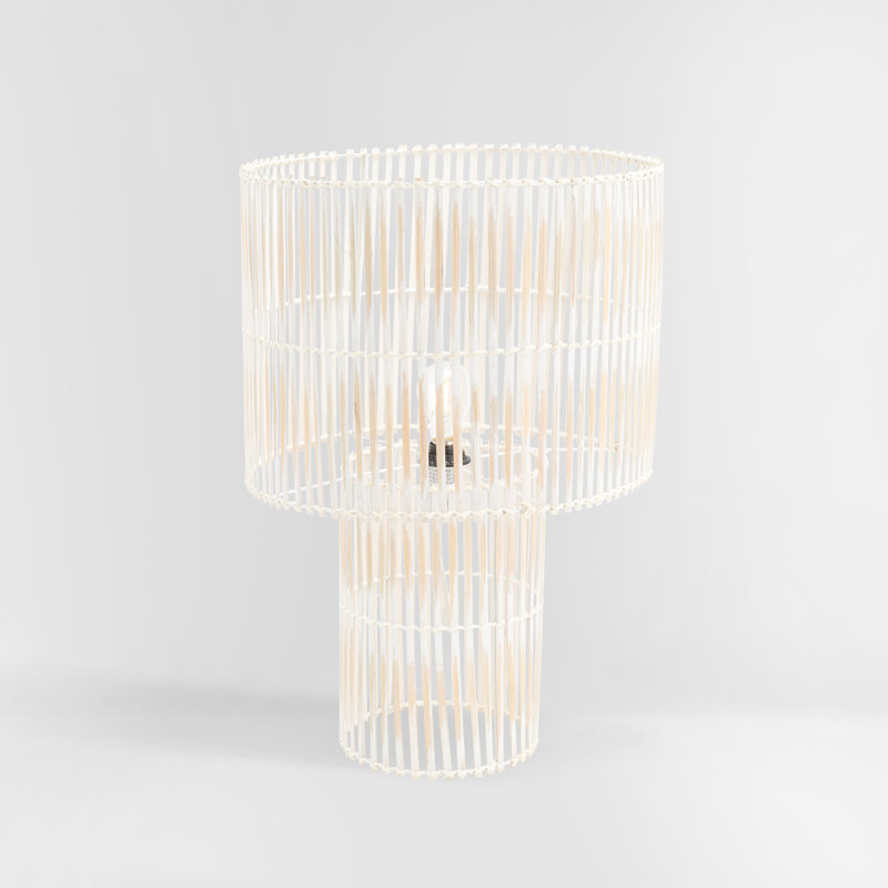 Uguna Wicker/Rattan Table Lamp, White Washed