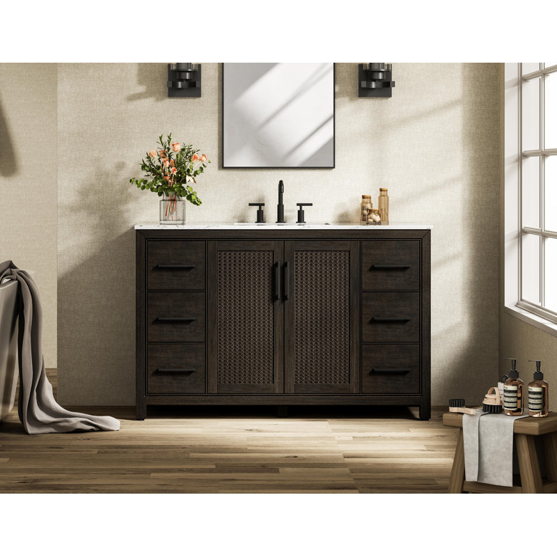 54 inch Single Bathroom Vanity, Chocolate Oak