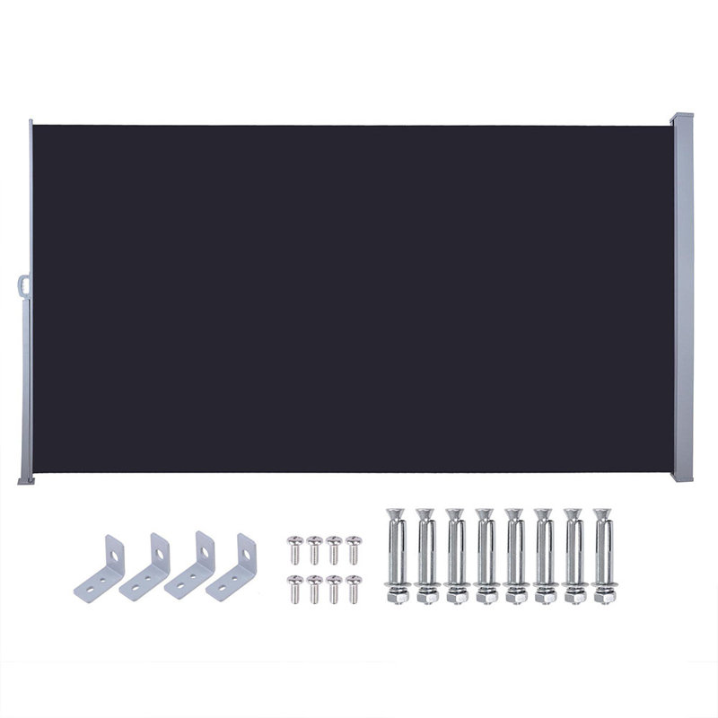 Yescom D Fabric Black Cover Motorized Retractable Side Awning, 62.4" H x 117.6" W