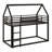 Twin Over Twin House Bunk Bed Frame With Ladder And Safety Guardrails-2069517443