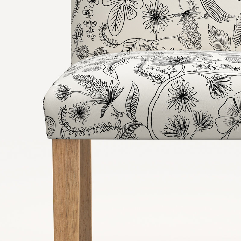 Rifle Paper Co. x Cloth & Company Lorraine Dining Chair, Rpc Aviary Black & Cream Linen