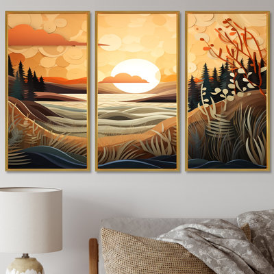 Dighton - Ensemble de salon mural art abstrait paysage