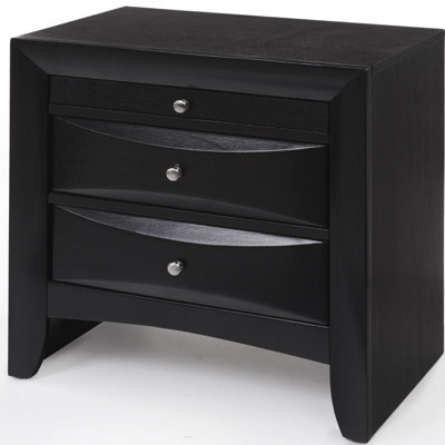 Alderbury 25" Dark Brown Solid Wood Three Drawer Nightstand