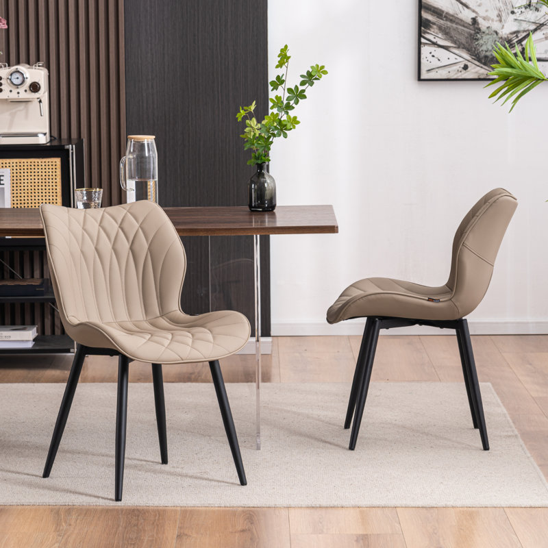 Chaise d'appoint rembourrée en similicuir avec structure en métal, Kaki