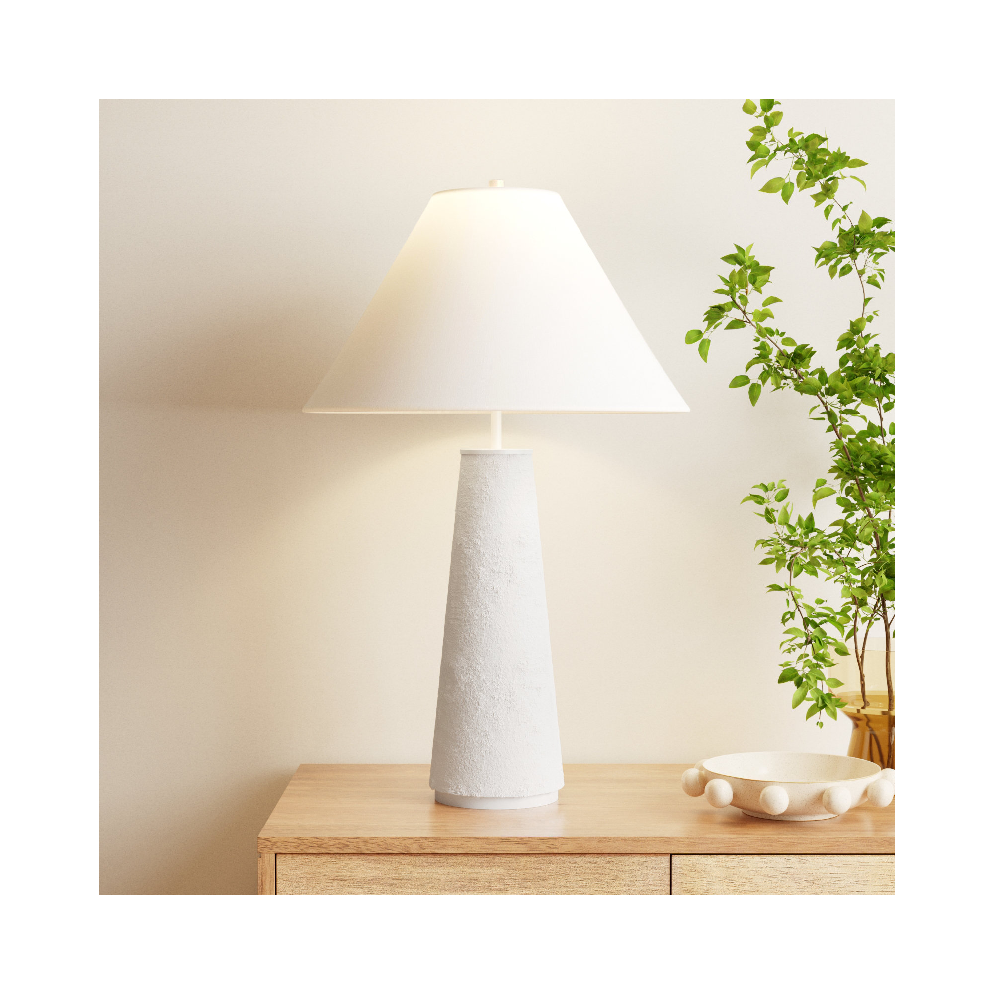 Ceramic Table Lamp, Matte White