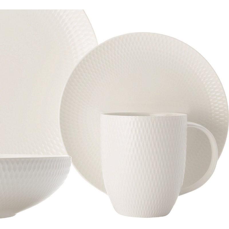 Maxwell & Williams White Basics Diamonds 16 Piece Dinner Set, Service for 4