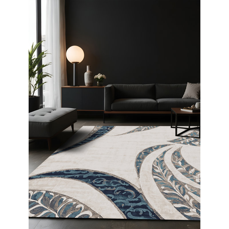 Tapis beige soyeux et moelleux, Carré 5 pi