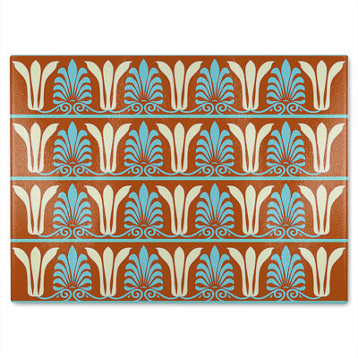 Egyptian Flower Ornament Pattern Glass Chopping Board