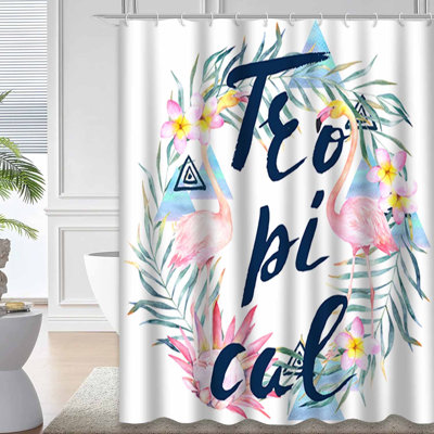 Bannière d'art tropical avec couronne de flamants roses et 12 crochets