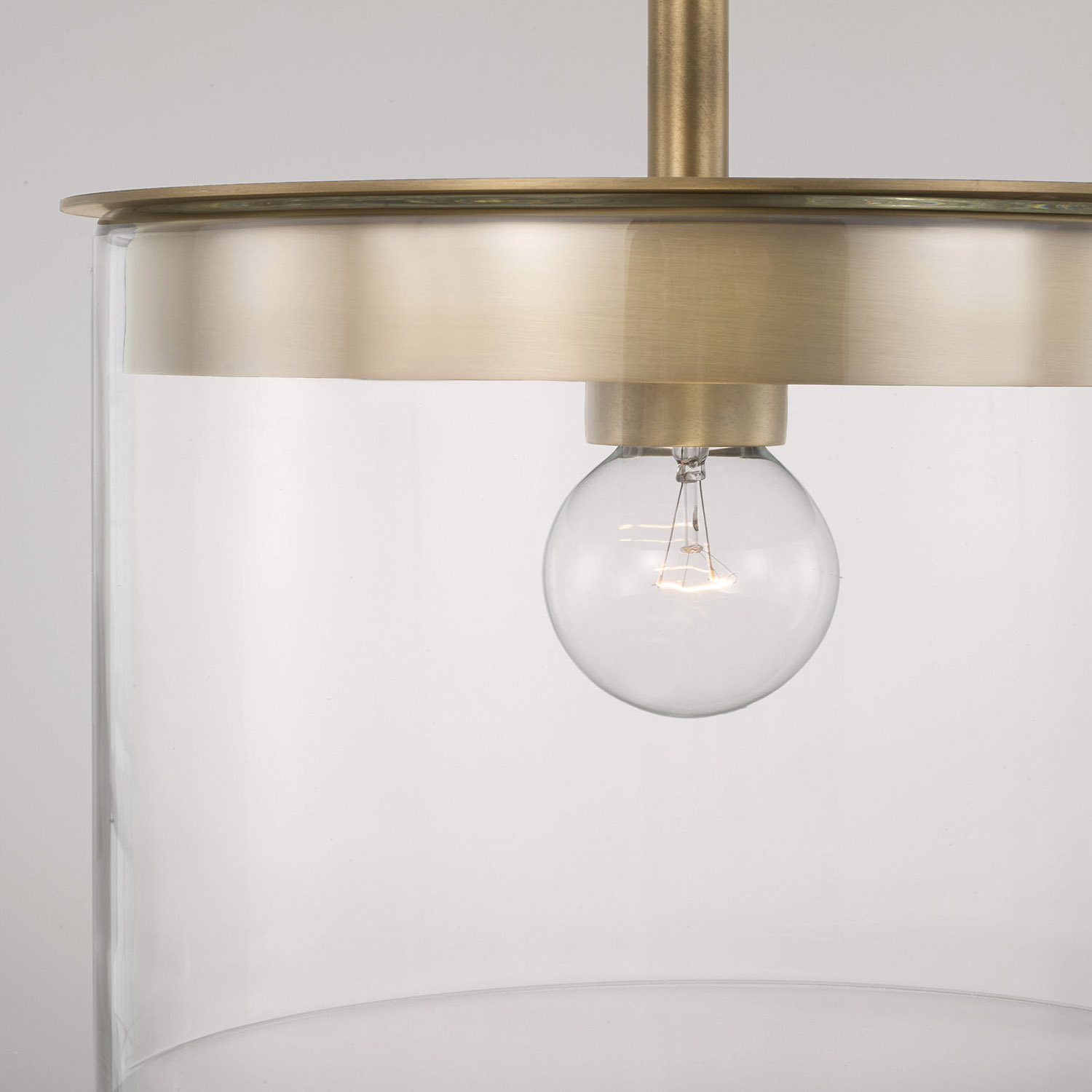 Elstone Single Light Glass Dimmable Pendant, Aged Brass