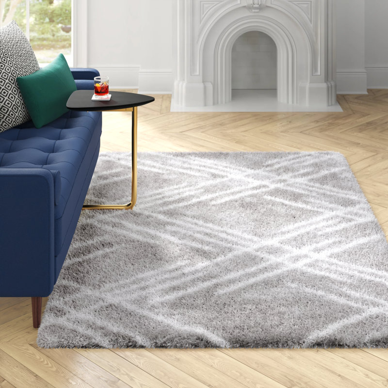 Tapis gris à motif géométrique Arlie, Rectangle 5 pi 3 po x 7 pi 7 po