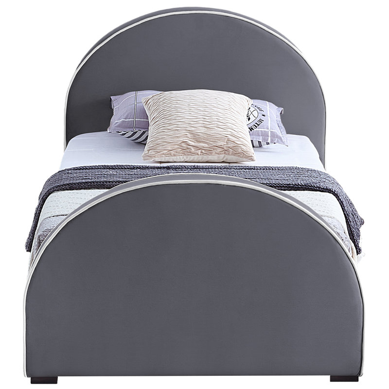 Lit en velours Hilbrand, Simple, Velours gris