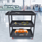 30.5" Heavy Duty Industrial Service Cart 3 Tier Rolling Tool Cart Steel Utility Cart