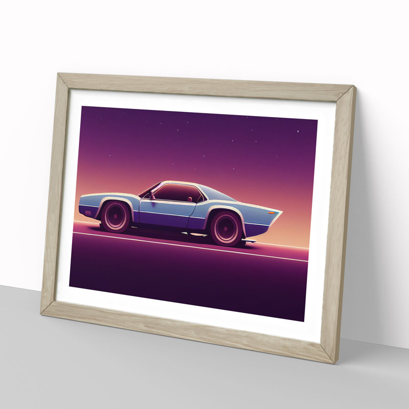 Neon Concept Car Vol.2 - Single Picture Frame Print, 46cm H x 64cm W, Beige