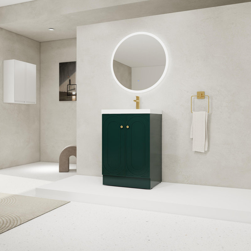 Meuble-lavabo autoportant avec lavabo en résine