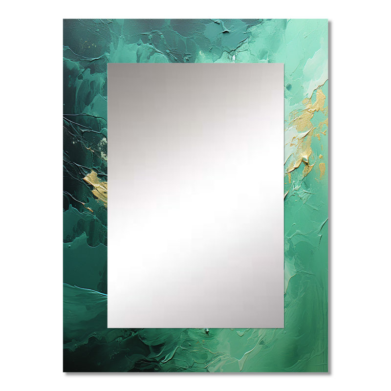 Emerald Euphoria I - Landscapes Large Wall Mirror, Green Decorative Mirror, Printed Metal Art, 32" x 24"