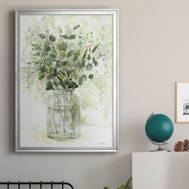 «Delicate Greenery II», reproduction encadrée sur papier, H 36 po x l 26,5 po x P 1 po, Argent