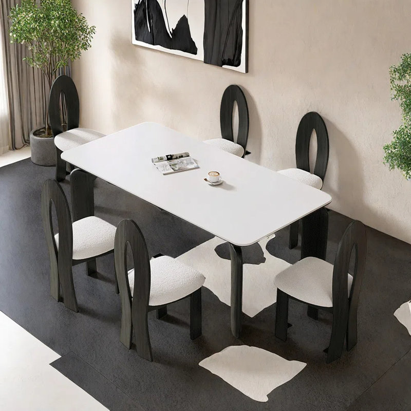 Modern minimalist dining table and chair set, 29.52"H x 31.49"L x 62.99"W
