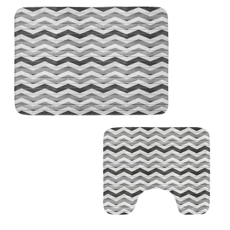  Ensemble de tapis de salle de bain gris 2 pièces