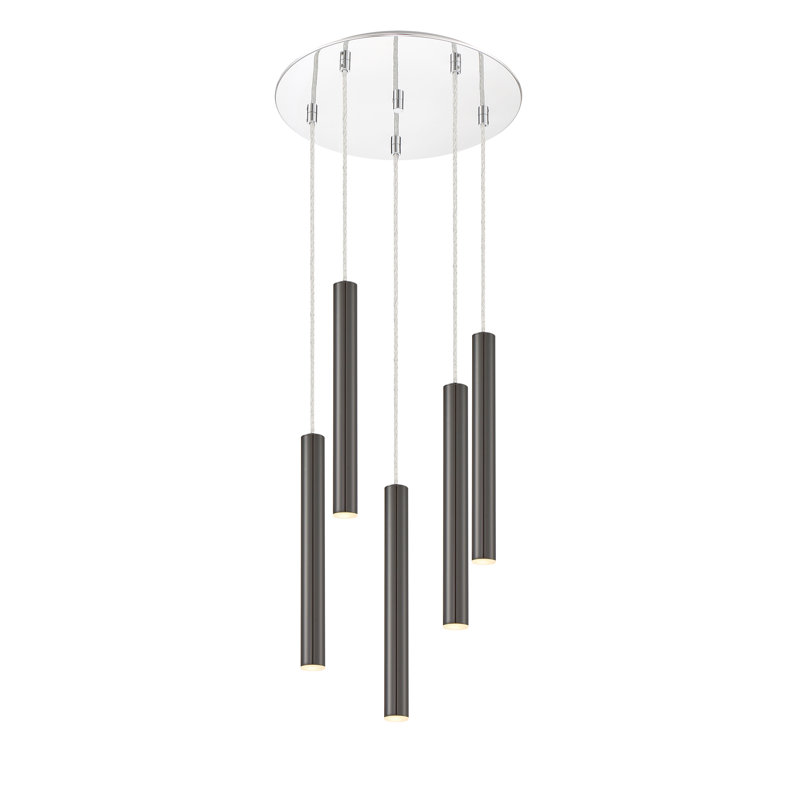 Bowning 5 - Light LED Cluster Pendant, Pearl Black