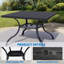 Table de salle à manger 4 places, table de patio avec plateau en bois-plastique, table d'extérieur avec trou de parasol réglable pour la véranda de jardin