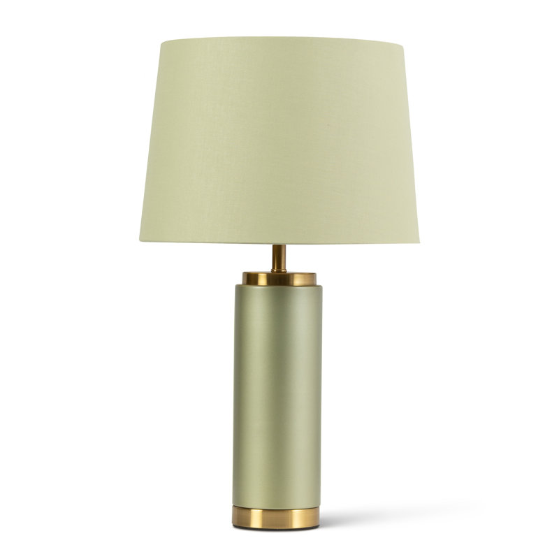 Cylinder 55cm Metal Ceramic look Table Lamp, Green, Green