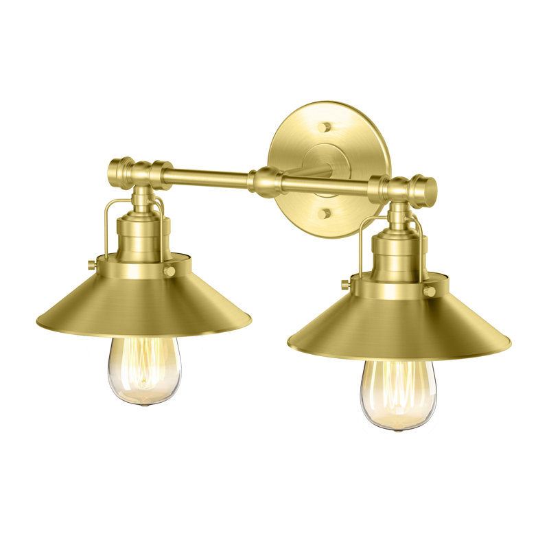 Farmhouse Wall Mount 2-Light Fixture | Double Wall Metal Sconce, Brass