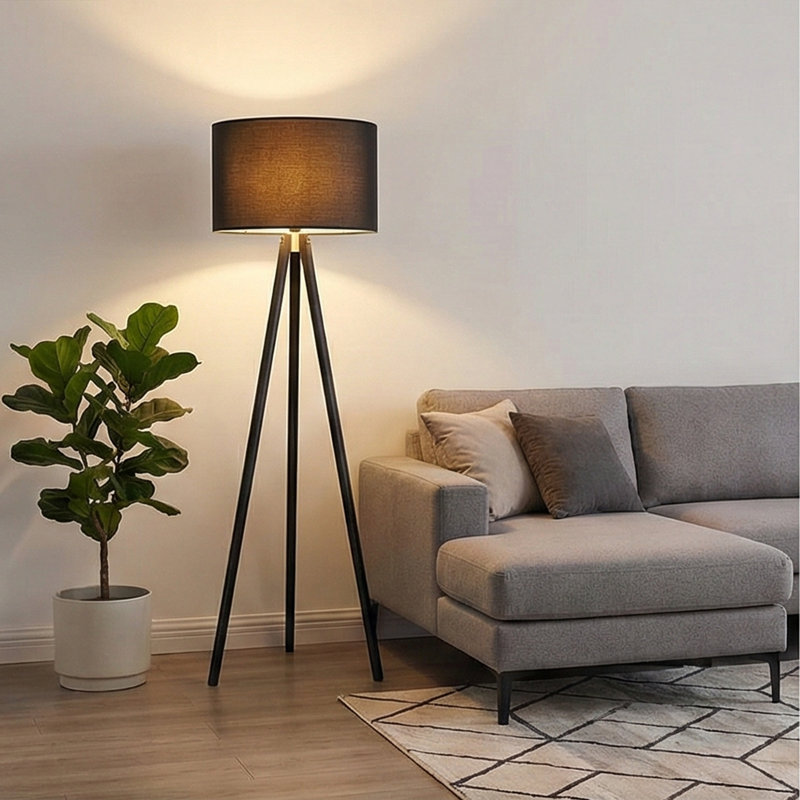 Lampe trépied 57 po Kisa, Noir, Noir