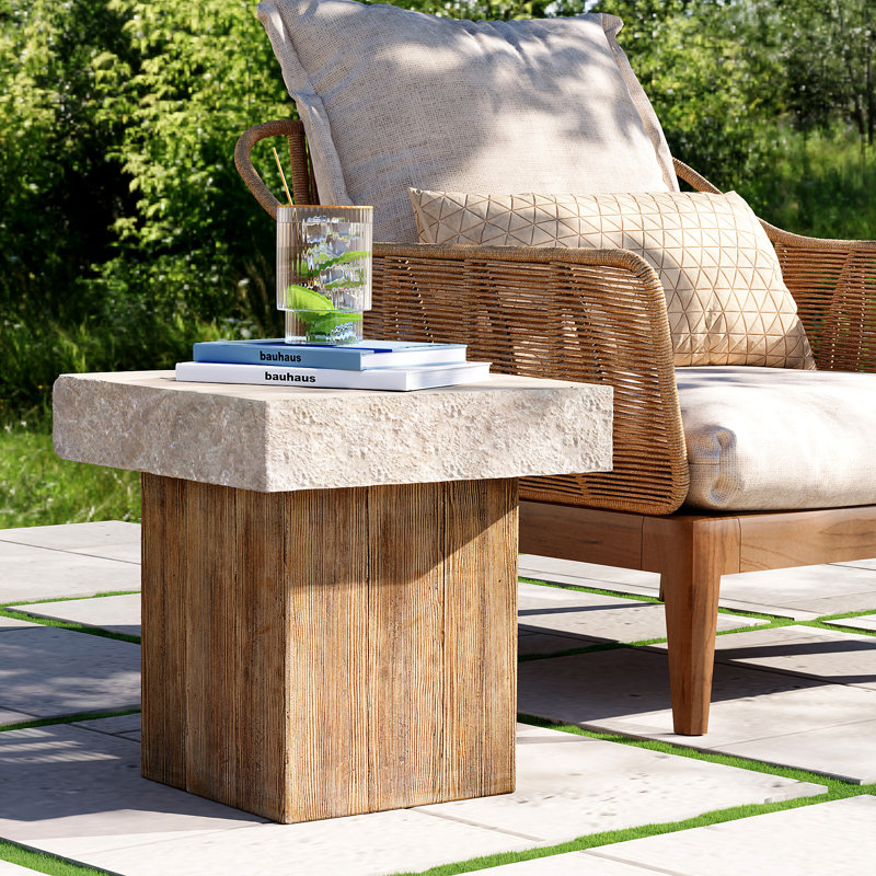 Table d'extérieur en béton Chakiya L 19,7 po x l 19,7 po, Individuel